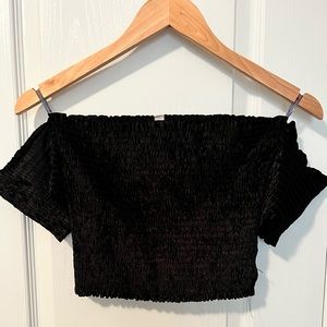 Suede black crop top. Size small. Worn once.